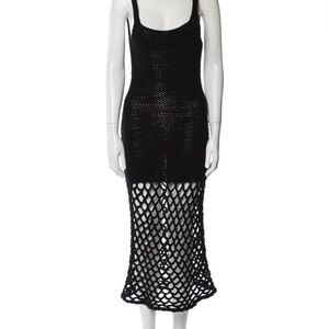 Nia Thomas Handmade Knit Crochet Black Tank Dress